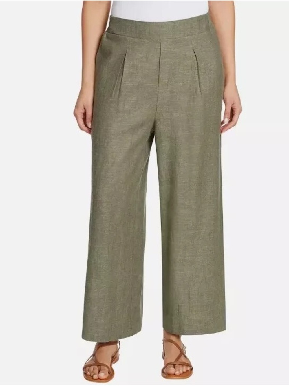 Ella Moss Olive Green Wide-Leg Pull-On Pants